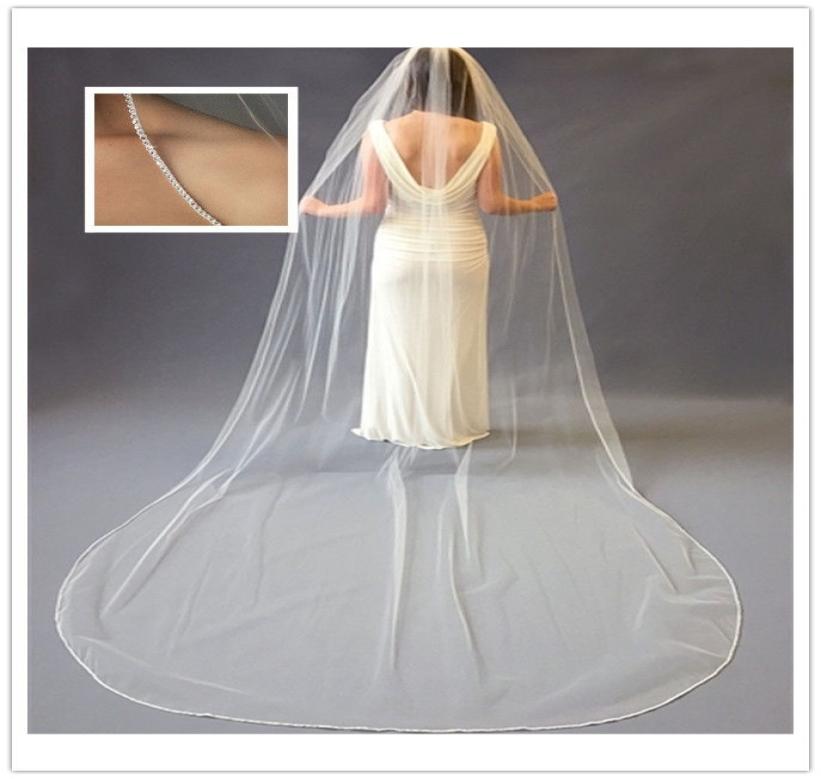 

1T WhiteIvory 3m Cathedral crystal Wedding Accessory Bridal Veils veil comb7801153, Ivory
