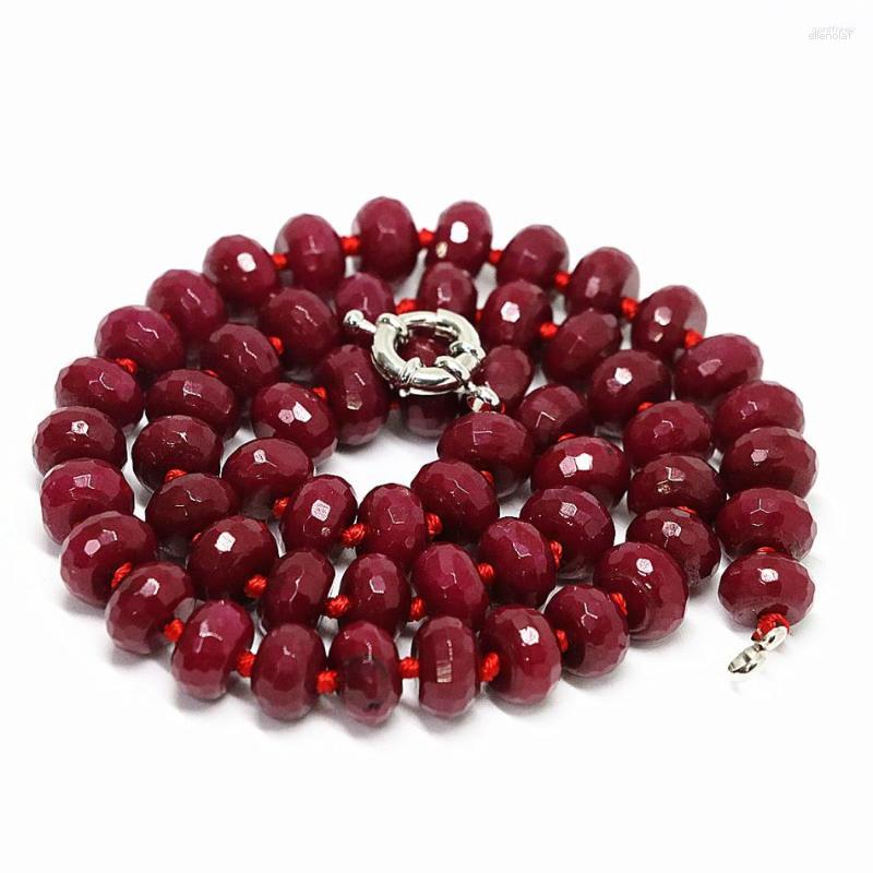 

Chains Strand Chain Red Stone Rondelle Abacus Faceted Beads 6 10mm Women Charms Statement Necklace Elegant Jewelry 18inch B1491