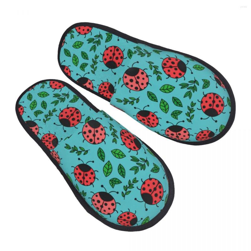 

Slippers Winter Slipper Woman Man Fashion Fluffy Warm Ladybugs Leaves House Funny Shoes, Black