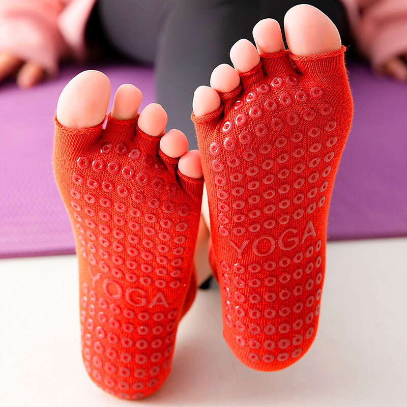 

Large Open Back Half Finger Five Finger Yoga Socks Digging Holes Yoga Dance Sports Gym Socks, Black [ independent packaging ]