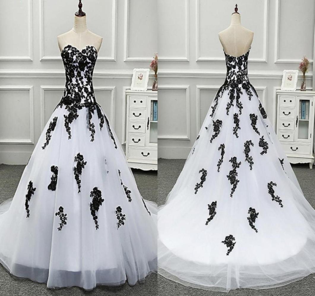 

Amazing Black And White Princess Wedding Dresses Bridal Gowns Sweetheart Real Po Applique Lace Backless Reception Dress6393916, Same as image