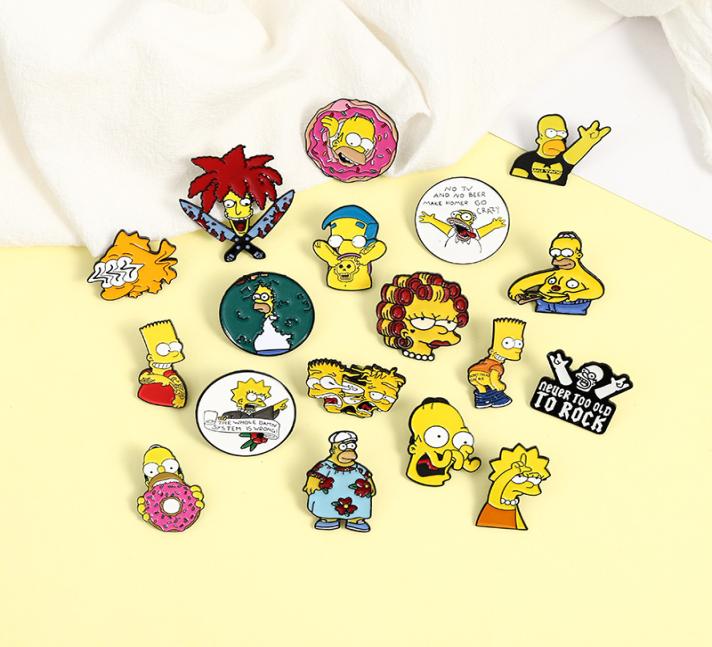 

Funny Animated Sitcom Simpson Brooch for Woman Cute Badge Collar Shirt Enamel Pin Brooches for Men Metal Pin Jewelry Accesorios 286378760, White
