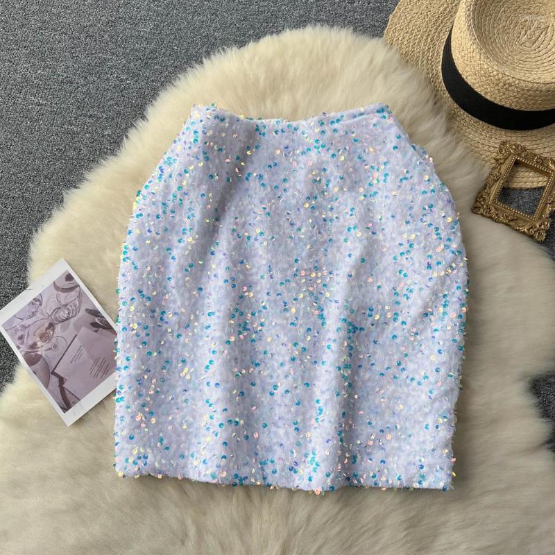

Skirts Summer Fashion Sexy Pure Babes Sequined Skirt Women' Light Luxury High-grade High Waist Bag Hip Short Trendy, Black