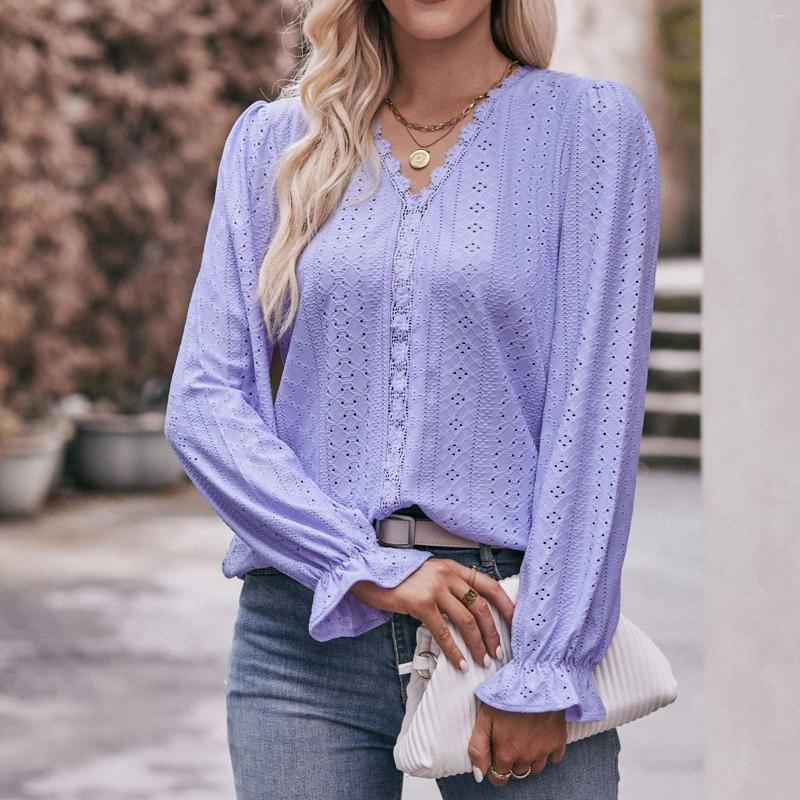 

Women' Blouses Women' Long Sleeve T Shirt Fashion V Collar Tops Solid Color Casual Dress Shirts Striped Tunic Length For Women, White