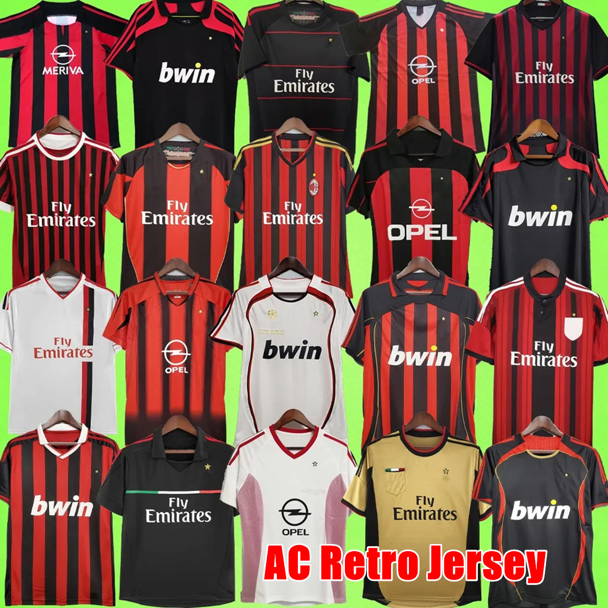 

1988 AC Retro Soccer Jerseys milans 1990 1996 2000 2006 2009 2010 2012 MILAN football shirt Gullit milans Van Basten KAKA Inzaghi RONALDINHO Vintage Classics jerseys, 10 11