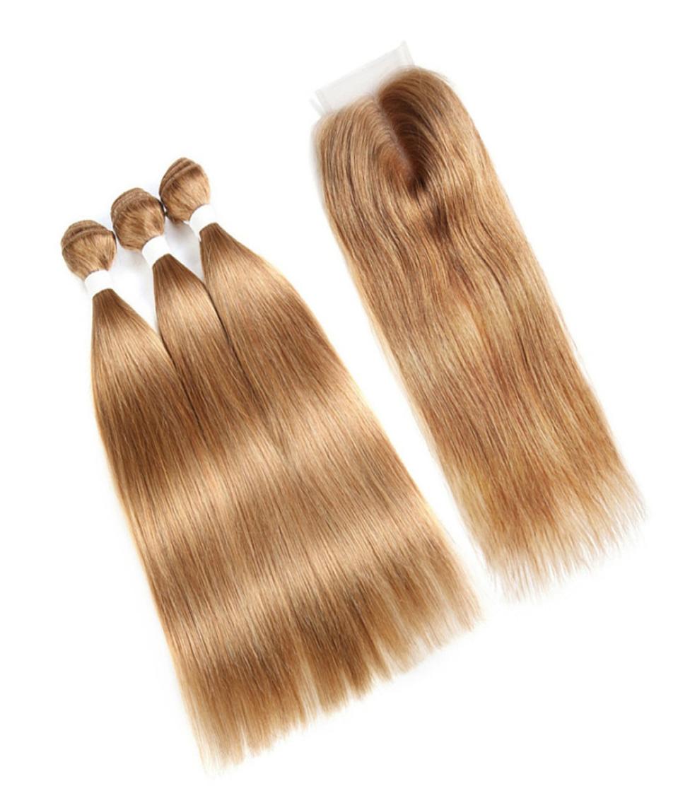 

Honey Blonde Silky Straight Hair Weave Bundles With Lace Closure Brazilian Virgin Hair 3 Bundles With Closure 27 Human Hair Bundl9513028