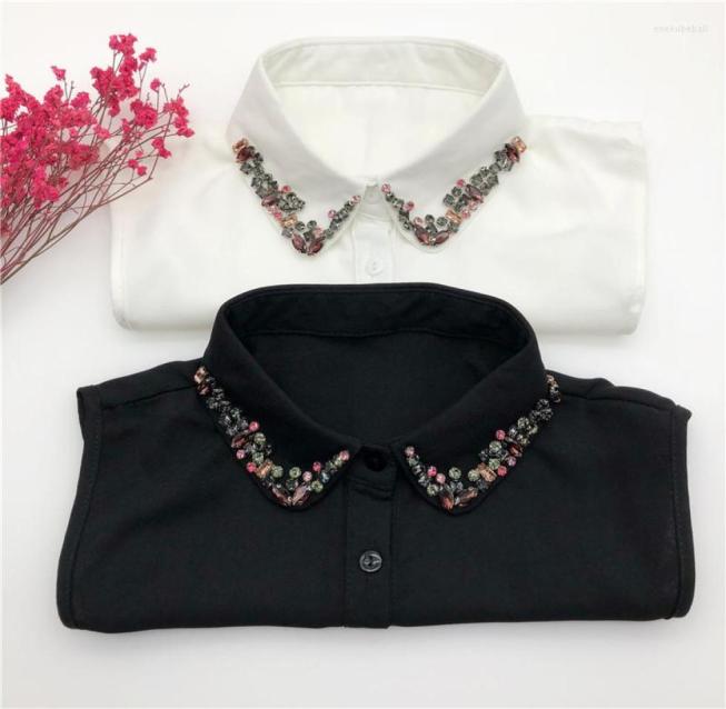 

Bow Ties Linbaiway Fashion Shirts Fake Collars For Women White False Collar Girls Handmade Flower Beads Half Shirt Detachable7512013