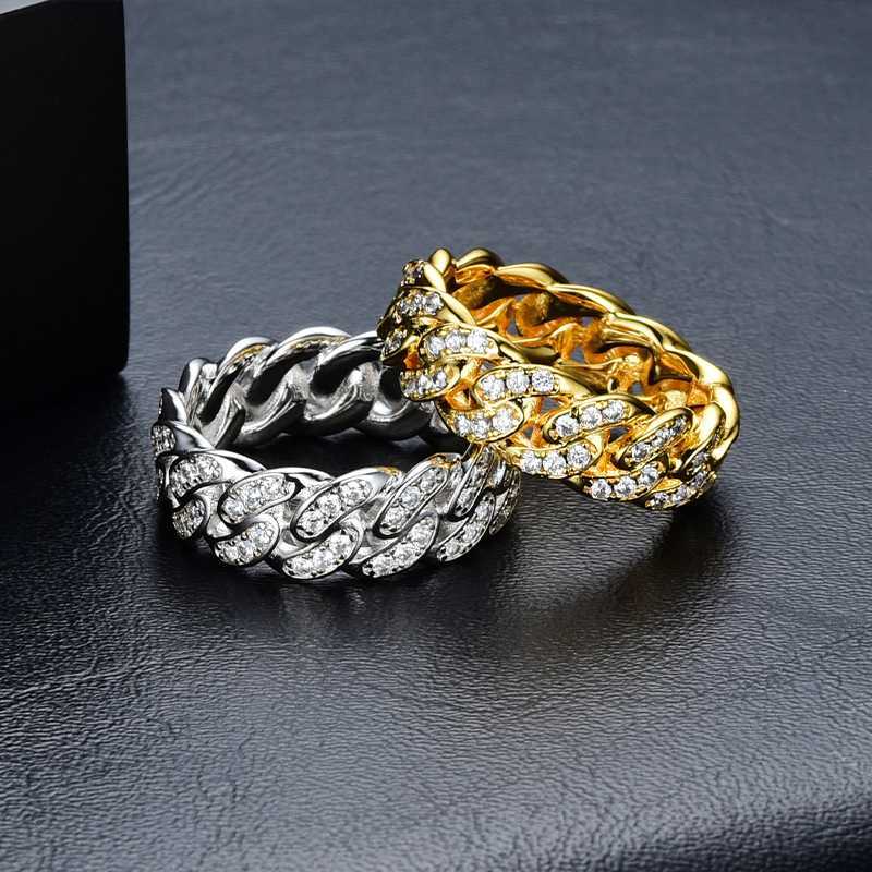 

Hip Hop Ring 925 Sterling Silver Rings Vvs d Color Moissanite Cuban Men's