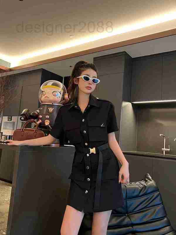 

Basic & Casual Dresses designer 2023 Summer New Celebrity Style Slim Short Sleeve Polo Dress RQHA, Black