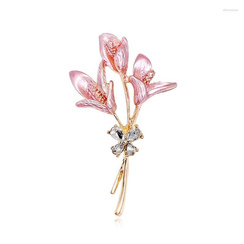 

Brooches Enamel Lily Flower Women Retro Elegant Pink Weddings Party Casual