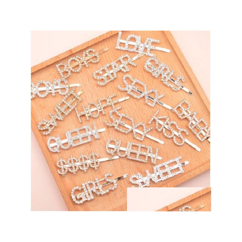 

Hair Clips 15 Styles Sier Gold Letter Word Rhinestone Crystal Hairpin Hairgrip Hairclips Clip Grip Pin Barrette Ornament Accessories Dh8Gi