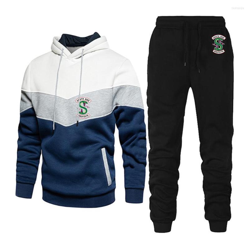 

Men's Tracksuits Riverdale Southside Serpents 2023 Men's Fashion Print Three-Color Stitching Autumn Winter Hooded Pants Sportswear