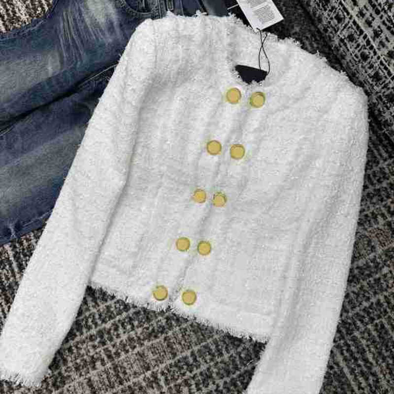 

Women' Jackets Designer New Metal Single breasted Slim Fit Solid Color Commuter Foreign Style Short Coat I990, White3