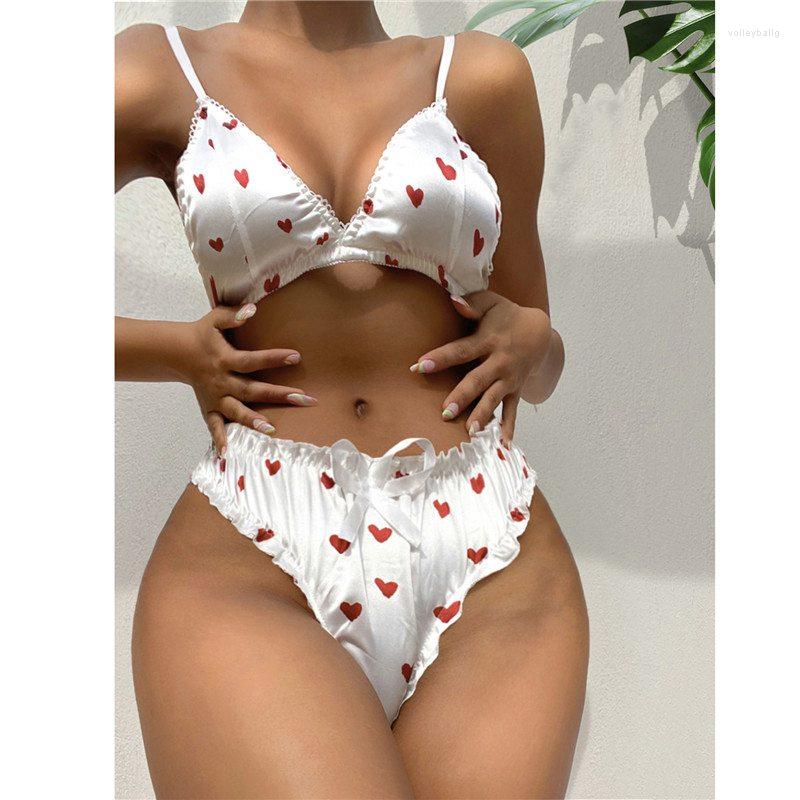 

Women' Swimwear Bikini Set Women Spot Halter Top Mid Rise Pant, White