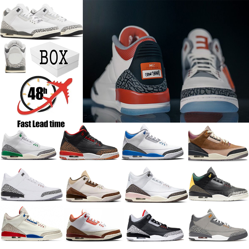 

With Box New Jumpman 3 3s Basketball Shoes Hide N Sneak (GS) Wizards Palomino Mars Stone White Cement Lucky Green Muslin Dark Iris Neapolitan Sneakers Men Women 36-47, Color #30
