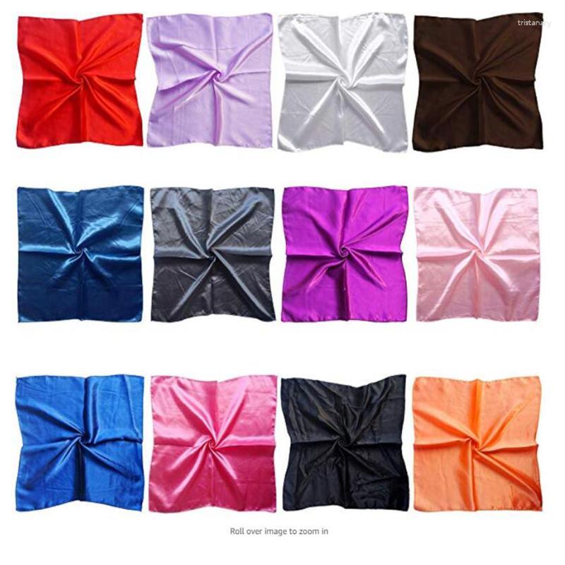 

Scarves Silk Square Satin Hair Head Scarf Handkerchief Soft Neck Multiuse Solid Color -70cm