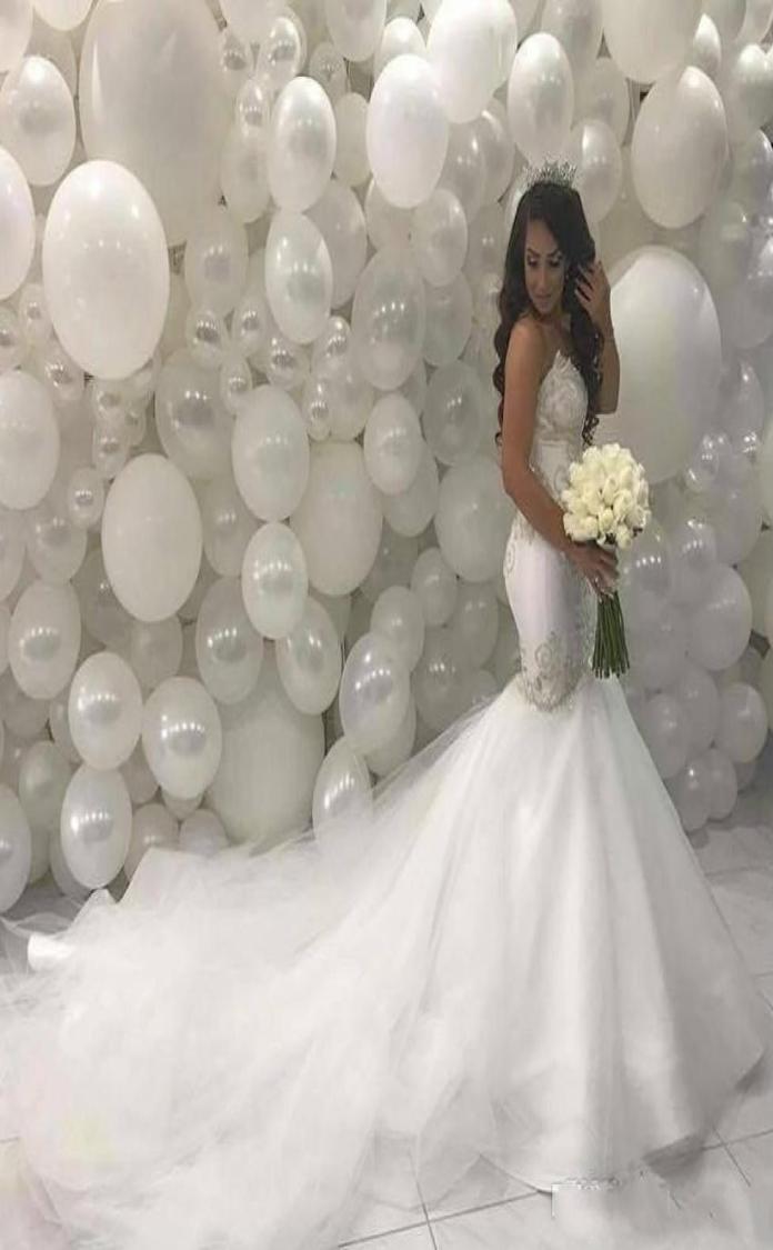 

Gorgeous Sweetheart Strapless Mermaid Wedding Dresses Arabic Dubai Fitted Lace Applique Bridal Gowns Church Court Train Wedding Go2907257, Ivory