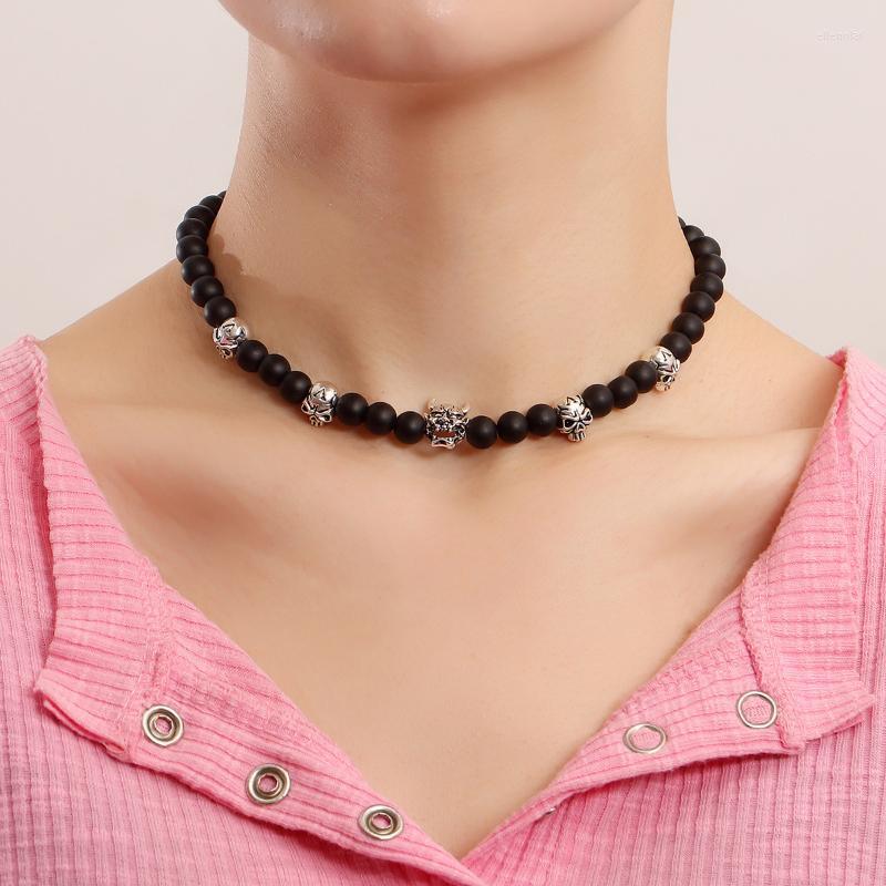 

Choker Chokers Fashion Trend Cool Skull Black Zircon Necklace Women's Jewelry Accessories Light Luxury Beaded Gift WholesaleChokers