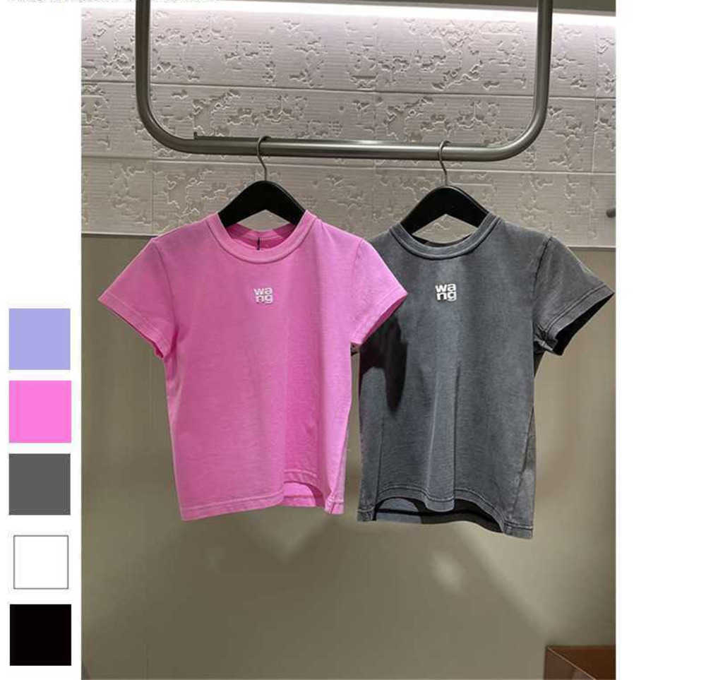 

Aw king 2023 spring designer summer new women' cotton top foam letter printing wang old wonmen t-shirt Wear a vest over a sleeveless top, White