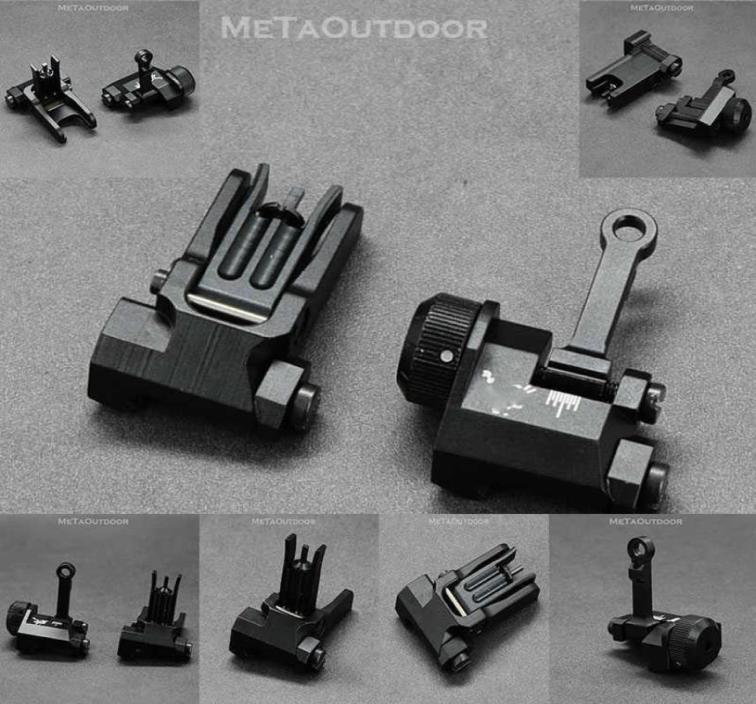 

Tactical Scope Flip Up 300 Meter Folding Front Rear Sight With 1913 Picatinny Weaver Mount Base For M4 AR15 Hunting Arisoft Access7016836, Black