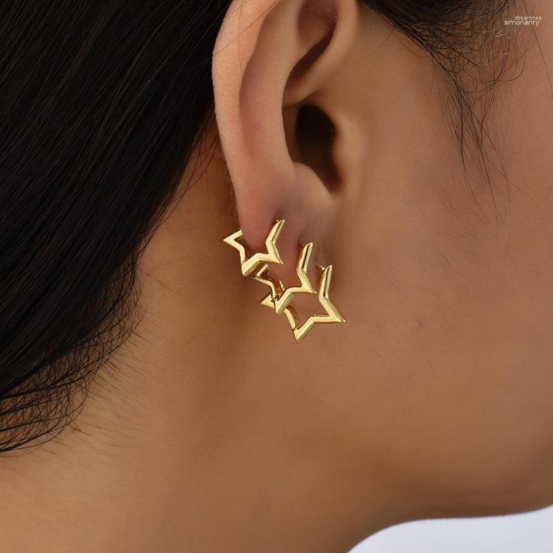 

Hoop Earrings Fashion Geometric Star Shape Thin Earring For Women Trendy Korea Gold Color Metal Huggies Female Statement Jewelry