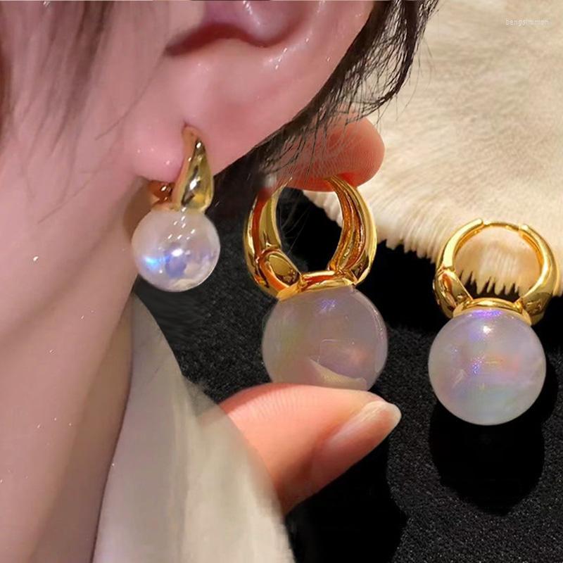 

Dangle Earrings 2023 Zircon Pearl Studs Hoop For Women Gold Color Eardrop Minimalist Fashion Drop Wedding Jewelry Gift