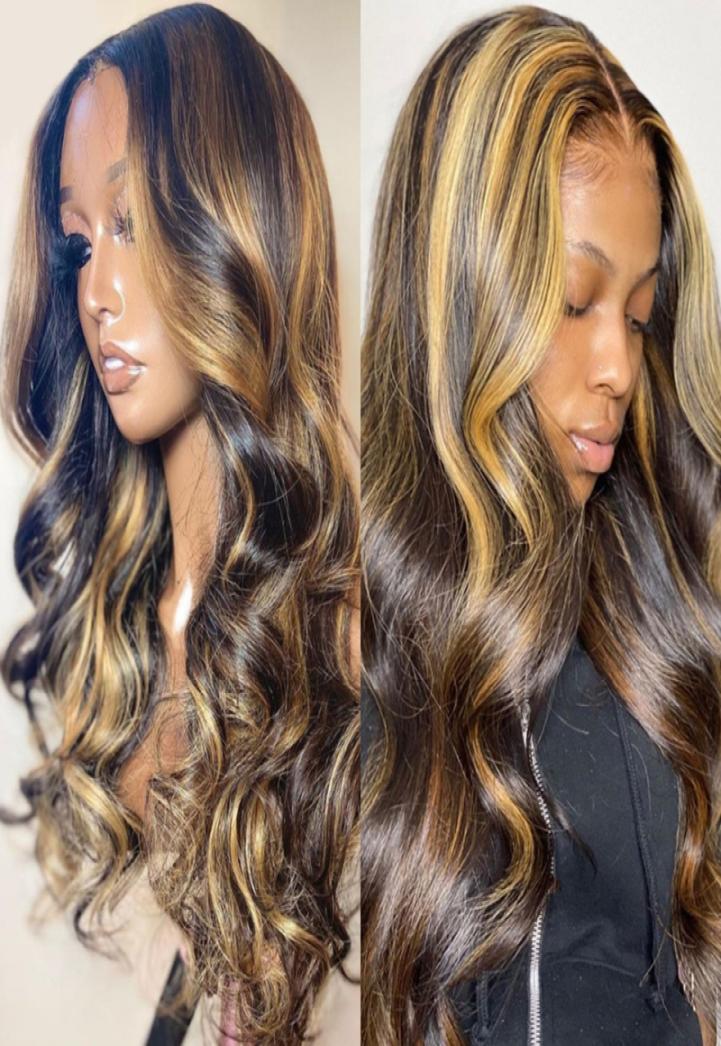

Two Tone Ombre Highlight Lace Front Wigs 100 Brazilian Virgin Human Hair Wavy Silk Base Lace Wig Long Wavy for Women 6971622, Mix color