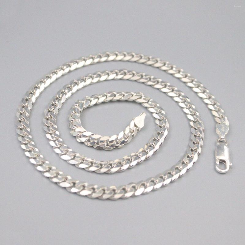 

Chains Real Silver 925 Necklace For Men Solid Curb Chain 5.5mm Domineering Jewelry Boyfriend Gift 20inchL