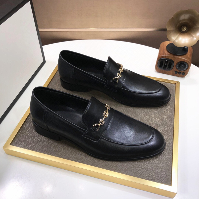

Metal buckle Formal Men Dress Shoes For Gentle Genuine Leather Casual shoess classic Toe Mens Business Oxfords Business High quality, Black