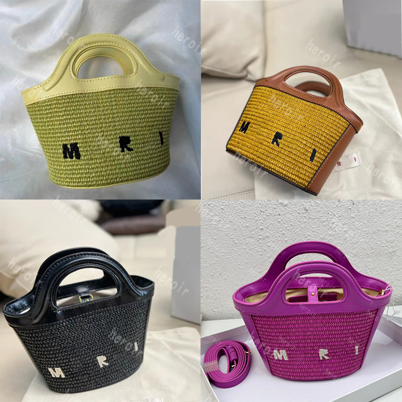 

Raffias marn weave Travel shoulder bag luxury high quality tropicalia micro summer straw Bag mens tote Women's handbag clutch Crossbody Large Capacity Designer Bags, Black