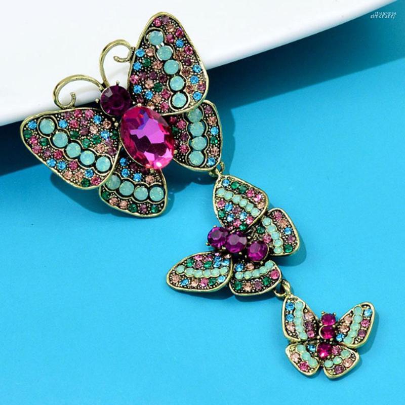 

Brooches Zlxgirl Fashion Pink Green Opal Rhinestone Crystal Butterfly Pin Of Women Wedding Jewelry Three Nice Scarf Pi