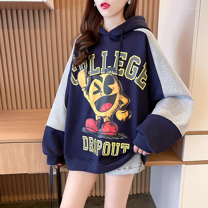

Women's Hoodies Casual Street Loose Hoodie Winter Warm Thickening Fun Print Harajuku Fashion 2023 Korean Long Sleeve Hip-Hop Pullover Women, Black