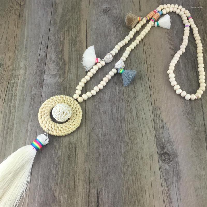 

Pendant Necklaces Geometric Tassel Drop Dangle Necklace For Women Jewelry Wooden Bohemian Wedding Statement Party Gift Wholesale