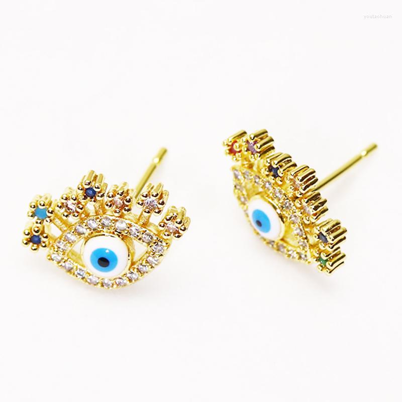 

Stud Earrings 10 Pairs Eyes Shape Fashion Zirconia Gold Color For Women Jewelry 8238