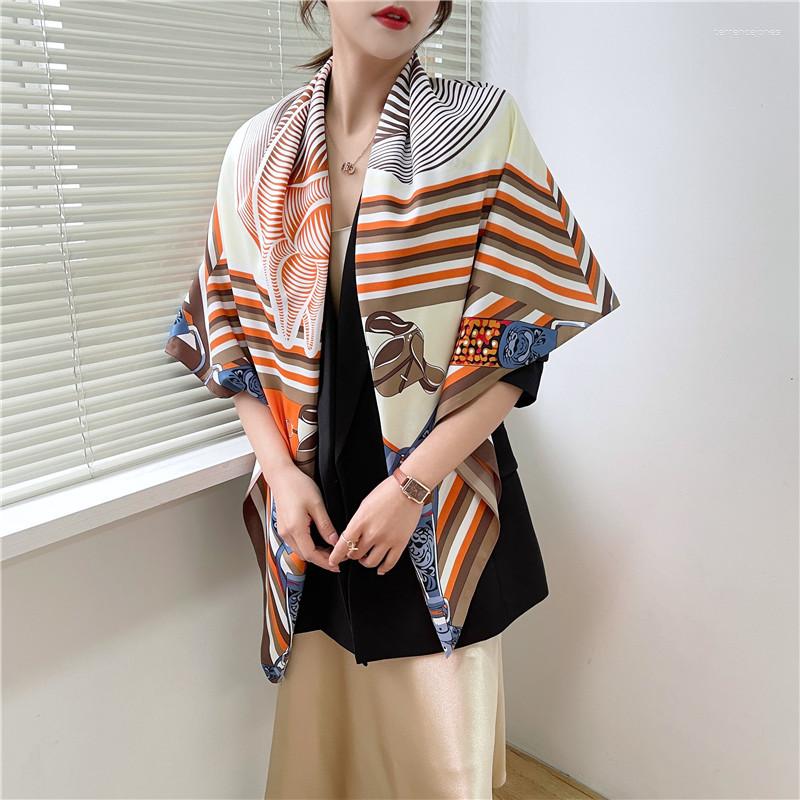 

Scarves France Horse Designer Shawl 130cm Silk Scarf Twill Luxury 130