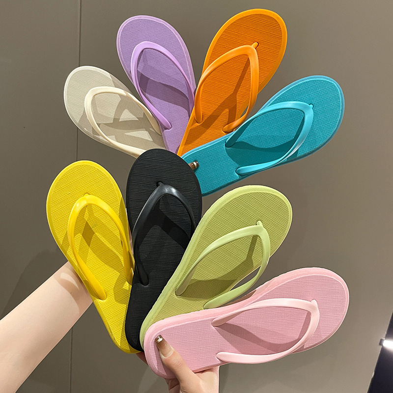 

Slipper Flip Flops Simple Solid Color Comfortable Summer Fashion Casual Non Slip Shoes Couple Beach Sandals Slides 230628, Orange