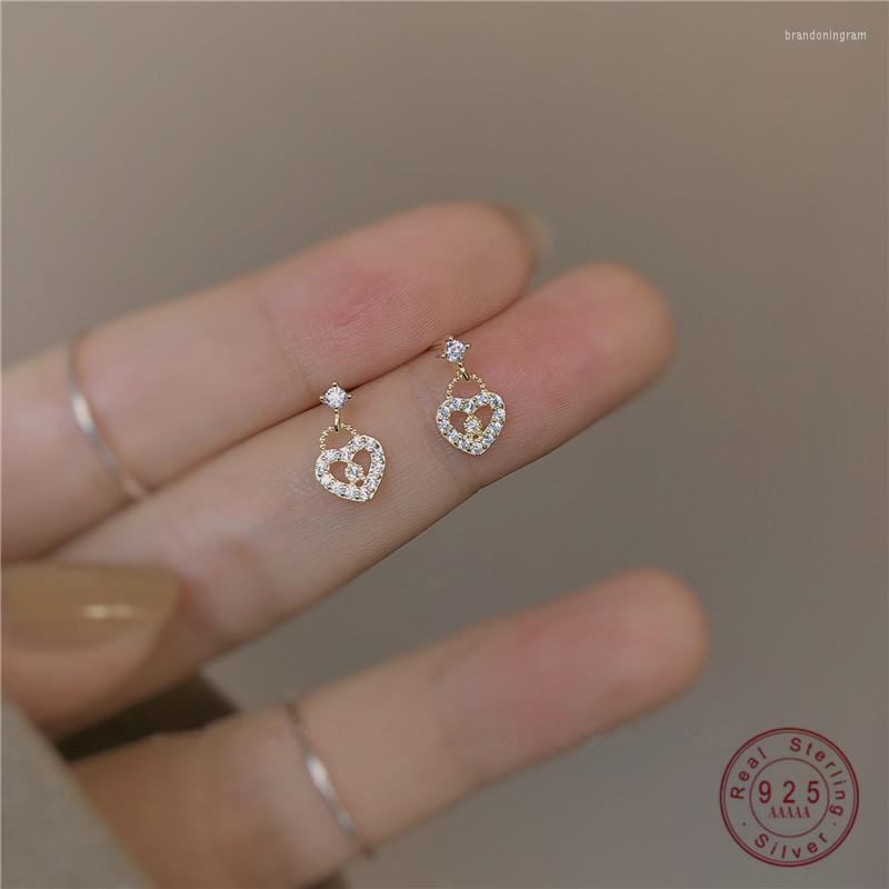 

Stud Earrings European Small Crystal Heart Plating Women Fashion Exquisite Anniversary Jewelry Wholesale