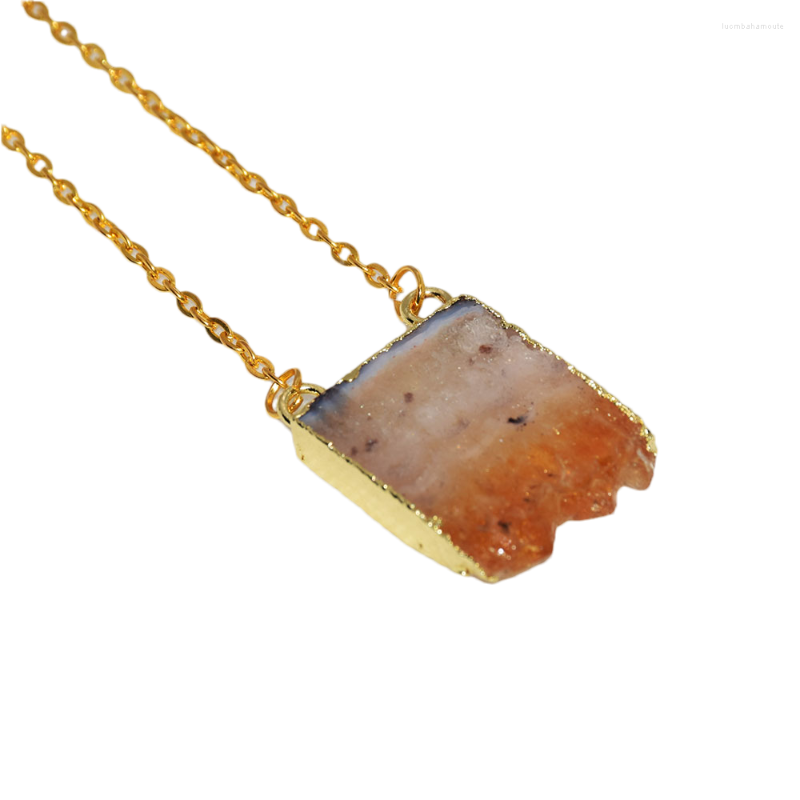 

Pendant Necklaces Fine Jewelry For Women Amulet Raw Yellow Crystals Quartz Chain Necklace Female With Crystal Stones Pendants Vintage Choker