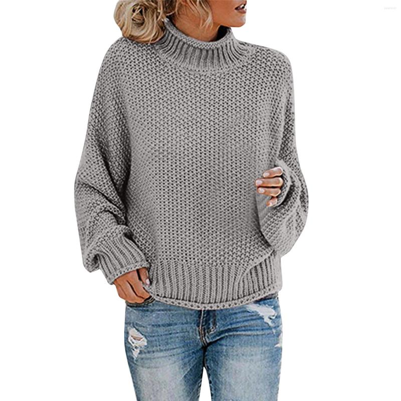 

Women' Sweaters Loose Turtleneck Knitted Sweater Women Autumn Winter Thick Thread Warm Basic Pullover Female Casual Simple, Khaki