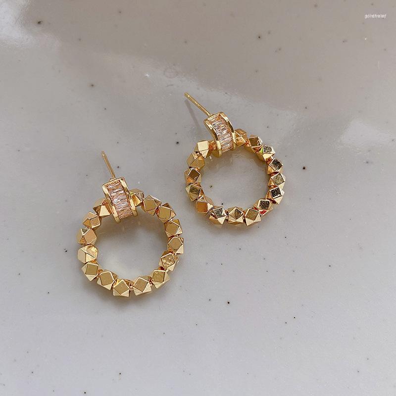 

Hoop Earrings 2023 Zircon Geometric C-Shaped Circle Drop For Women Simple Metal Irregular Square Jewelry Gift