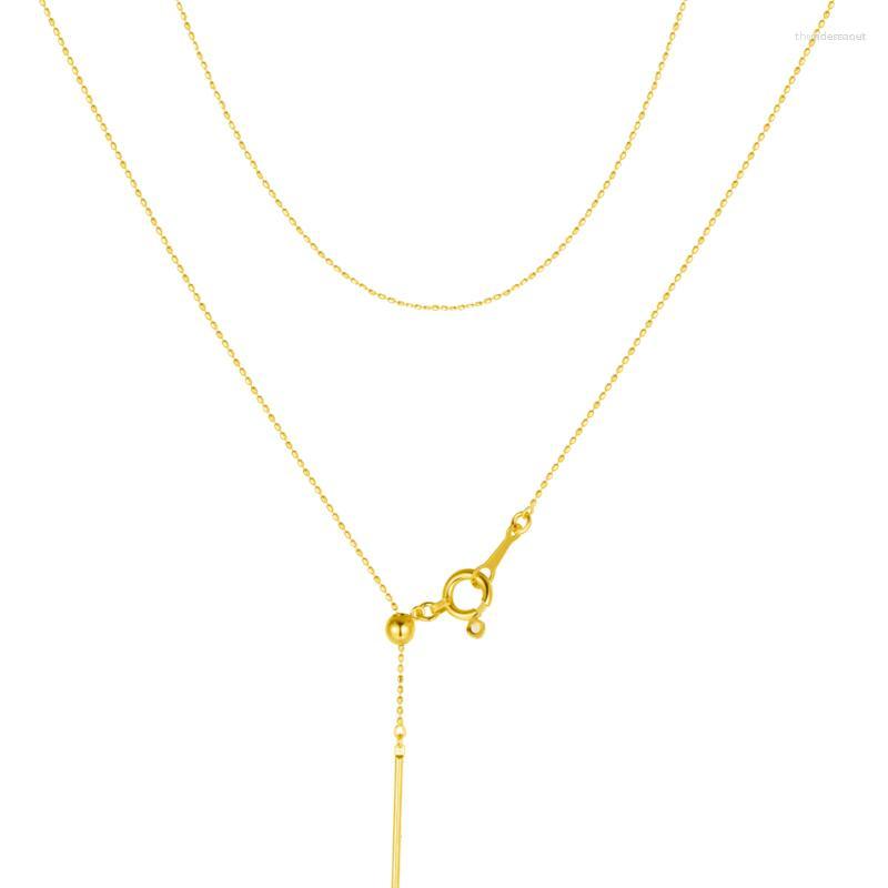 

Chains Sinya 18k AU750 Solid Gold Universal Needle Adjustable Fashion Beads Clavicle Chain Jewelry DIY Necklace Gift For Women