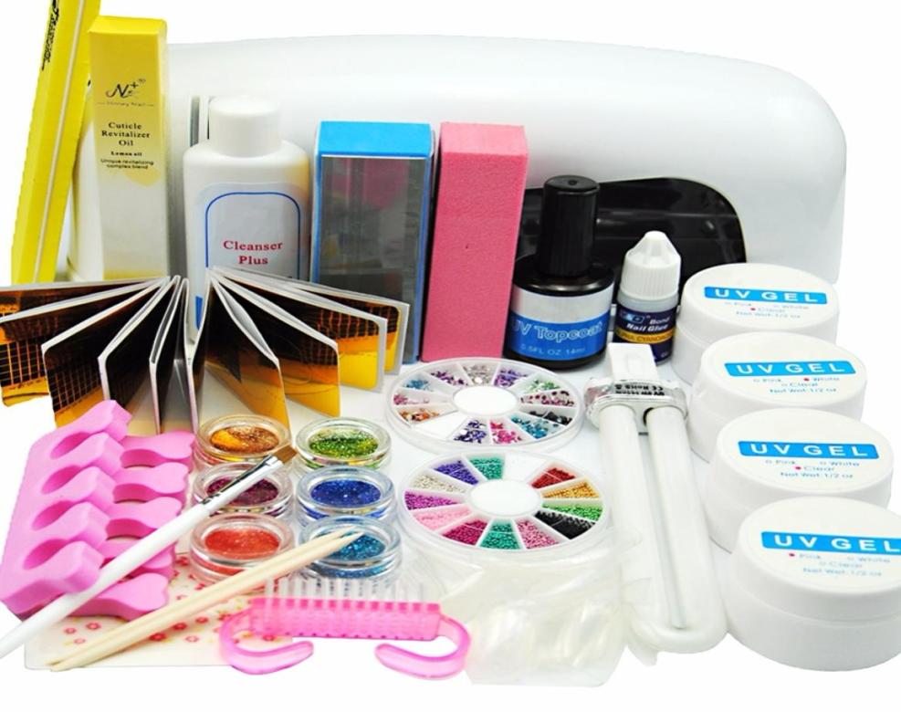 

Whole New Pro 9W UV Lamp UV Gel kit Nail Form Bulb Glitter Separator Glue Buffer Micro Ball Nail Art Manicure Tools Manicure 4147572