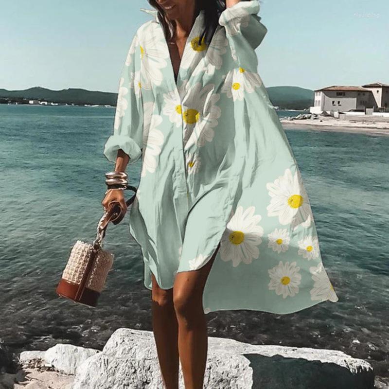 

Women's Swimwear Women's Sexy Fashion Print Beach Vacation Overcoat Casual Shirt Collar Pullover Y2k Clothing, Bmq001412