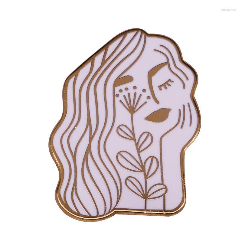 

Brooches Beauty Women Face Brooch Hard Enamel Pin Abstract Art Badge