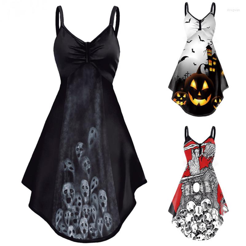 

Casual Dresses Halloween Witch Slip Dress Women Summer Horror Pumpkin Skull Sexy Slim Female Gothic Costume Party Day Of The Dead, B412-1004