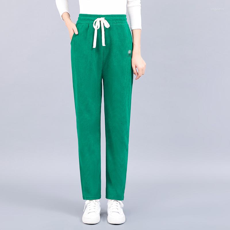 

Women's Pants Winter Autumn Women Thermal Crduroy With Fleece Lining Pink Green Brown Black Thick Warm Basic Trousers Elastic Waist, Kase