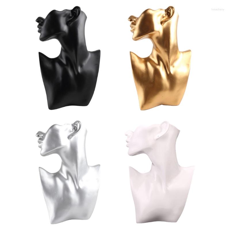 

Jewelry Pouches Mannequin Head Necklace Earring Holder Bust Rack Model Store Display Stand For Pendant Counter Retail