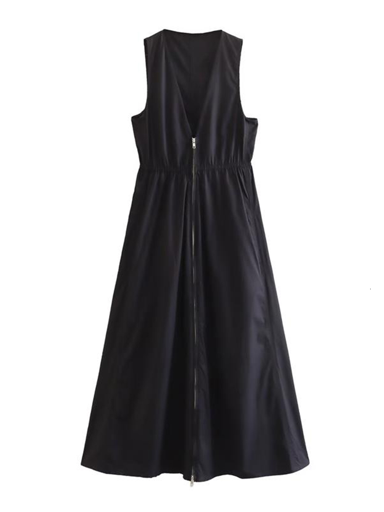 

Basic Casual Dresses TRAF Women Elegant Solid Long 2023 Summer Zipper Sleeveless Oversized Fashion Party Vestidos 230627, Pink