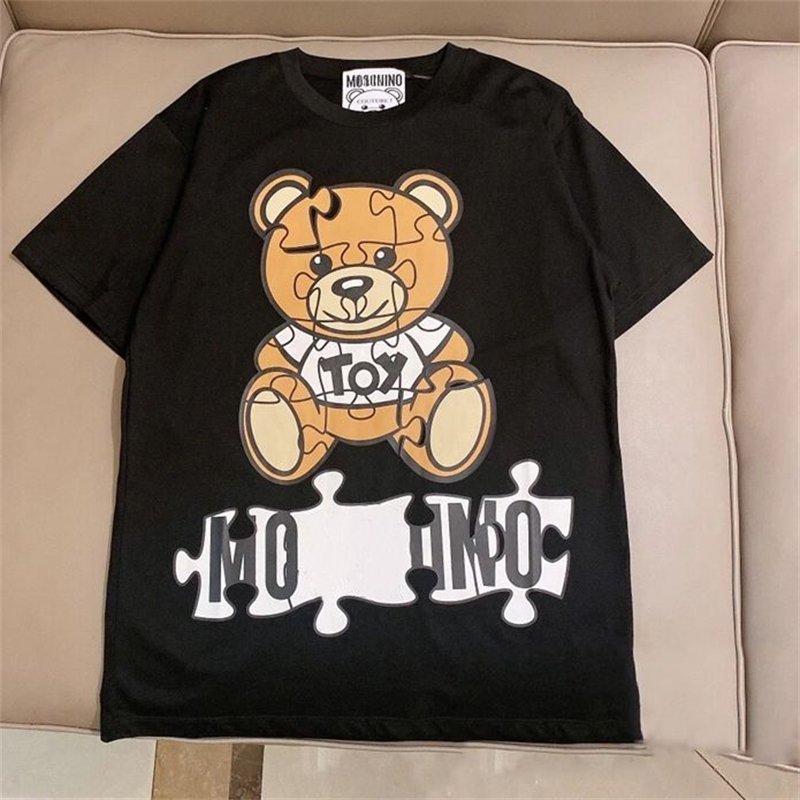 

Italy brands comfort colors t shirts plush bear letter Graphic print leisure Fashion durable quality couple Coach designer Black Mens womans Clothing tee tops #08, 1#