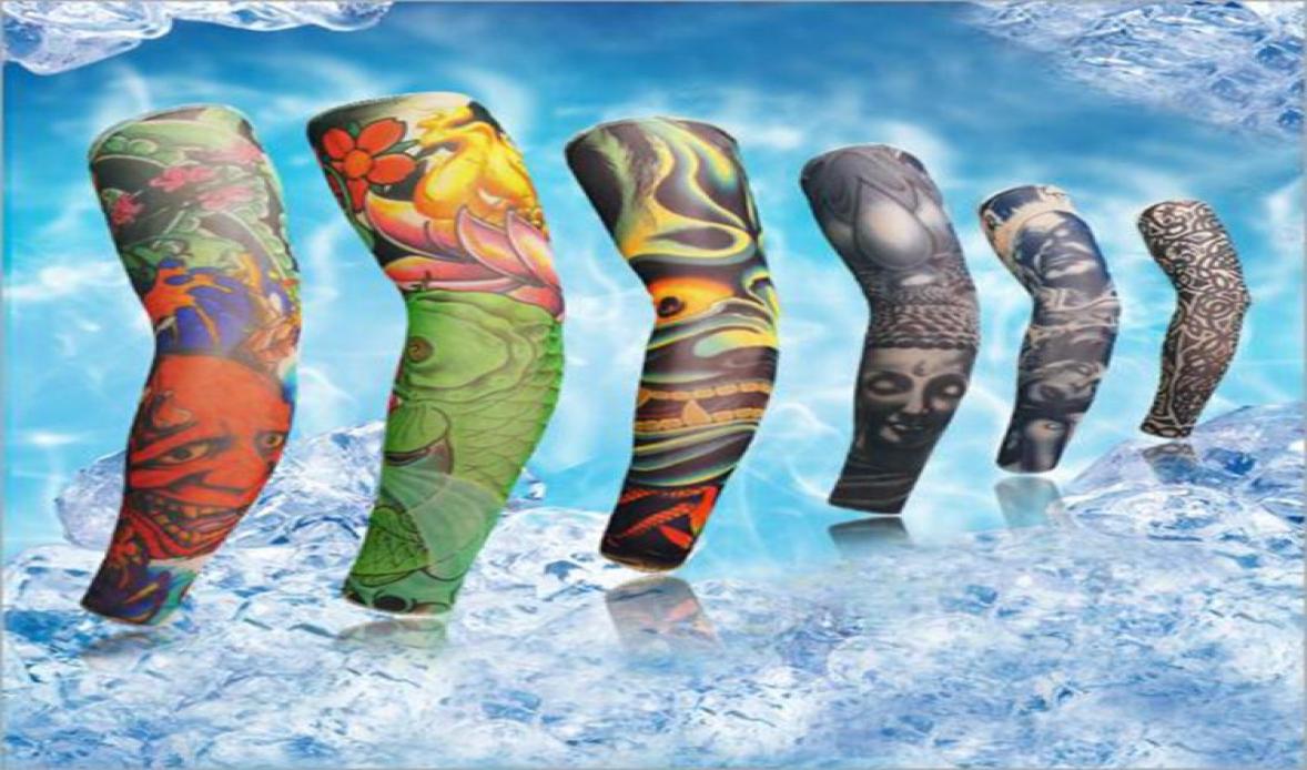 

Fashion Nylon Unisex Elastic Temporary Fake Tattoo Sleeves Stretch Outdoor Sports Protection Sunscreen Arm Stockings Mix Types9546625
